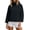 Black, variant on MexChoioe Womens Windbreaker Jacket Hooded Stand Collar Zip Up 3/4 Sleeve Cropped Fall Outer Coat with Pockets