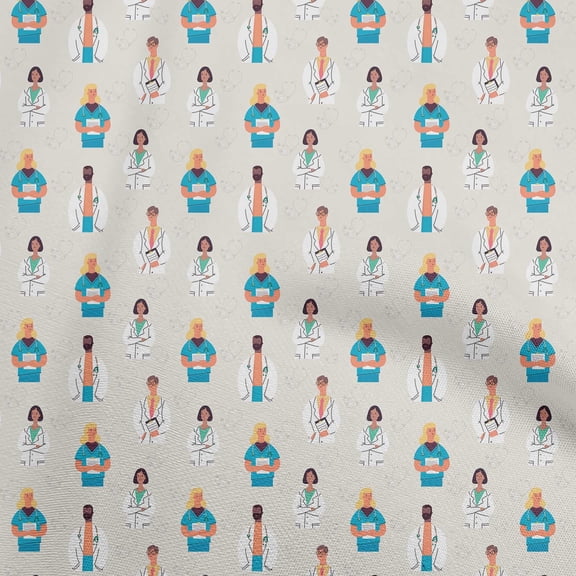 oneOone Cotton Silk Off White Fabric Medical Virus Quilting Supplies Print Sewing Fabric By The Yard 42 Inch Wide