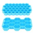 thumbnail image 2 of Molde para cubitos de hielo Molde para cubitos de silicona Rejillas hexagonales Bandeja para cubitos de hielo con tapa, 13 rejillas azules, 37 rejillas azules Noticed HA004190-02, 2 of 7