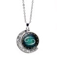 thumbnail image 1 of Collier Zodiaque Étoilé Pendentif Lune Rotatif Double Face Chaîne de Pull Rétro-Cancer, 1 of 3