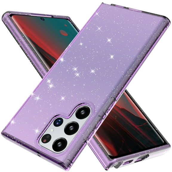 Allytech Glitter Case for Samsung Galaxy S22 Ultra 5G 2022,Crystal Clear Bling Sparkly Shiny Soft Flexible TPU Slim Drop Protection Shock-Absorption Case for Galaxy S22 Ultra 6.8" 2022 Released,Purple