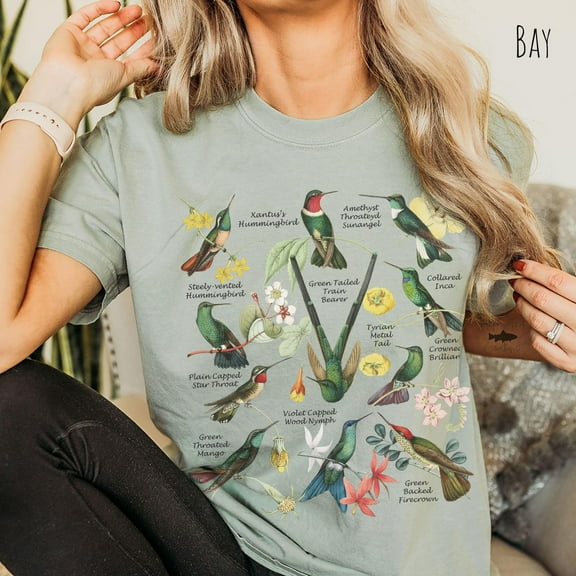 Sam Soft Vintage Hummingbird ID Tee, Hummingbird Shirt, Bird Shirt, Bird Nerd Shirt, Gift for Bird Watchers, Gift For Her