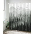 thumbnail image 4 of Black and White Misty Forest Shower Curtain Set Grey Gray Ombre Waterproof Fabric Shower Curtains Nature Tree Mountain Woodland Decorative Bathroom Bath Curtain Decor (72"x 72", Black), 4 of 6