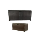 Suncast 73 Gallon Waterproof Outdoor Deck Box w/ 99 Gallon Patio Garden Deck Box