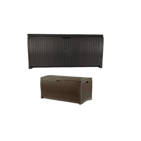 Suncast 73 Gallon Waterproof Outdoor Deck Box w/ 99 Gallon Patio Garden Deck Box