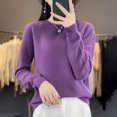 thumbnail image 4 of Women 100% Pure Merino Wool Knitted Sweater Autumn Winter Fashion O-Neck Pullover Seamless Jumper Tops Cashmere Warm Clothes, 4 of 5