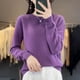 thumbnail image 4 of Women 100% Pure Merino Wool Knitted Sweater Autumn Winter Fashion O-Neck Pullover Seamless Jumper Tops Cashmere Warm Clothes, 4 of 5