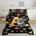 thumbnail image 2 of Manfei Monogrammed A Bedding Comforter Set,Zoo Animal Dinosaur Twin Comforter Sets,Black Yellow Bedding Set,Microfiber Room Decorative Reversible,2pcs, 2 of 8