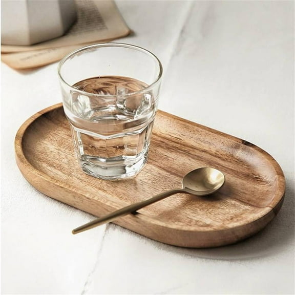 Clearance Sales!Acacia Wood Serving Trays,Oval Wood Natural Dessert Cup Tray,Wood Kitchen Platter Small Decorative Tray Bathroom Tray for Drinks Food Snacks(Beige,Tray *1)