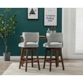 thumbnail image 4 of Guyou 30" Swivel Bar Stool Set of 2, Farmhouse Linen Upholstered Counter Height Bar Stools with Wooden Legs and Open Back for Kitchen Island Restaurant Home Bar Bistro, Grey, 4 of 11