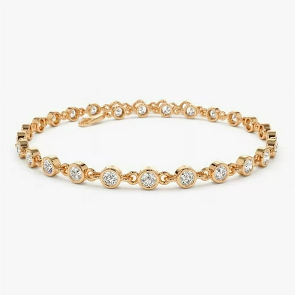 3.75CT Round Cut Natural Diamond SI1/I-J 14K Rose Gold Tennis Bracelet Fine Jewelry for Women Gifts