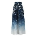 thumbnail image 5 of WTOBBY Women's Casual High Waisted Wide Leg Pants with Pockets Featuring Floral Print, Perfect for Everyday Comfort, Stylish Occasions and Effortless Summer Fashion ,Dark Blue L, 5 of 5