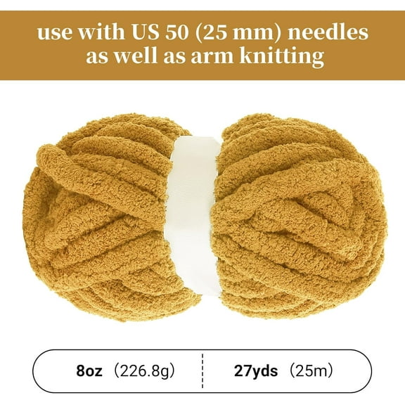 1 Pack Chunky Chenille Yarn for Crocheting & Knitting, 27yds 8 oz Each Skein Soft Fluffy Kitting Yarn Set, Thick Velvet Plush Yarn for Handcrafts Weaving Making Blankets