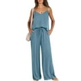 thumbnail image 6 of Jxximdong Pajamas for Women SetSummer 2 Piece Sets Casual Sleeveless Top Long Pants Suits Sky Blue Loungewear XL, 6 of 9