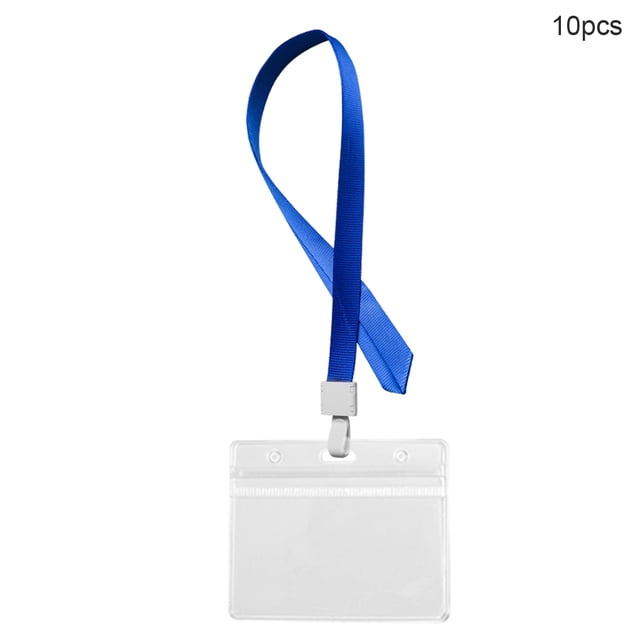 Soporte para tapa de tarjeta Protector de tarjeta de identificación transparente Funda de PVC impermeable con cuerda para colgar, 10 piezas, cuerda azul Advancent HA004769-02