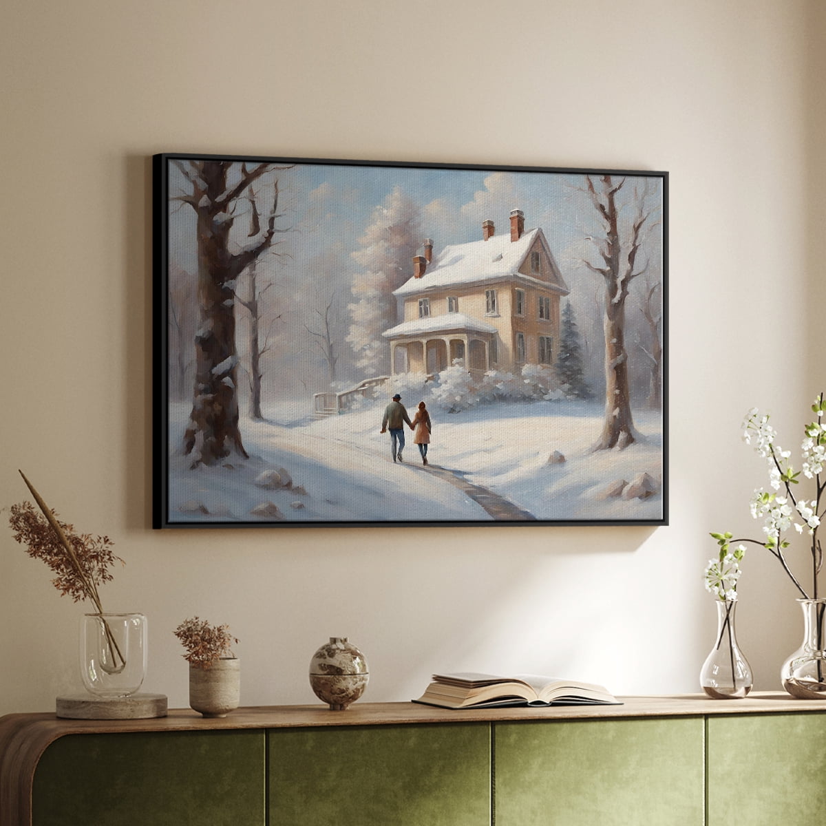 Vintage Landscape-CCVIII By Wexford Home Framed in Black Wood Gallery Wrapped Canvas 25 in. x 37 in.