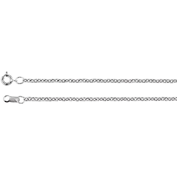 10k White Gold 1.5mm Solid Cable 24 Inch Chain Chain Necklace for Women and Men - 4.3 Grams