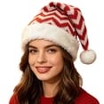 thumbnail image 4 of ABSUYY Womens Christmas Beanie Chevron Zigzag Knit Hat Red White One Size,Size Free Size, 4 of 4