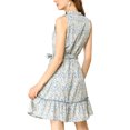 thumbnail image 3 of INSPIRE CHIC Junior's Floral Half Placket a-Line Belted Sleeveless Dress, 3 of 6