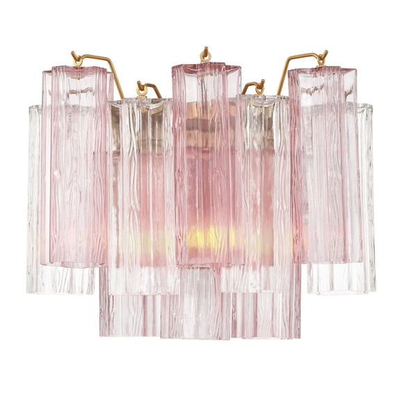 ADD-302-AG-SP Crystorama Lighting Addis - 2 Light Wall Mount-11.75 Inches Tall and 14.5 Inches Wide-Aged Brass Finish-Spring Glass Color