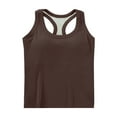 thumbnail image 2 of Homenesgenics Tank Tops with Built in Bras Women's Tank Tops with Built in Bras Solid Color Base Shirt Brown S, 2 of 6
