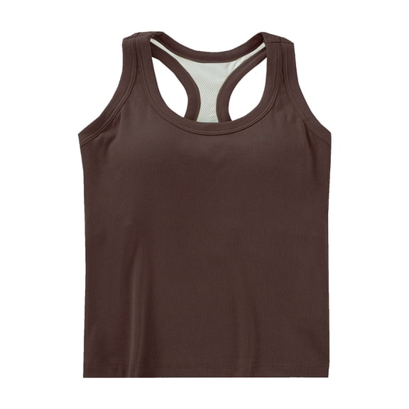 UYISJ Women's Tank Tops Racerback with Built in Bra Padded Solid Color Slim Sports Shirt Camisole