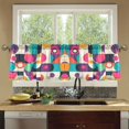 thumbnail image 4 of Yayeee Kitchen Curtains Tier Set of 2 Light Filtering 57"x36" Over Sink Window Panels, Pink Geometric, 4 of 7