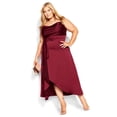 thumbnail image 4 of AURA Plus Size Satin Red Strap Dress Women V Neck Party Midi Dress 1XL 2XL 3XL, 4 of 7
