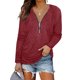 thumbnail image 1 of TRKIYQC, camisetas salvajes a la moda para mujer, camisetas informales de manga larga con cuello en V de Color sólido y cremallera frontal fruncidas, camisetas informales para primavera y otoño TRKIYQC moda, 1 of 5