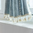 thumbnail image 4 of Namzi Boho Embroidered Kitchen Tier Curtains with Tassels Rod Pocket Farmhouse Linen Textured Cafe Half Window Curtain, 1 Panel (Blue,52"x18"), 4 of 5