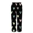 thumbnail image 7 of Cadancy Casual Pants for Women Cute Heart Graphic Valentines Wide Leg Fleece Sweatpants High Waisted Baggy Comfy Warm Trousers with Pockets, 7 of 7