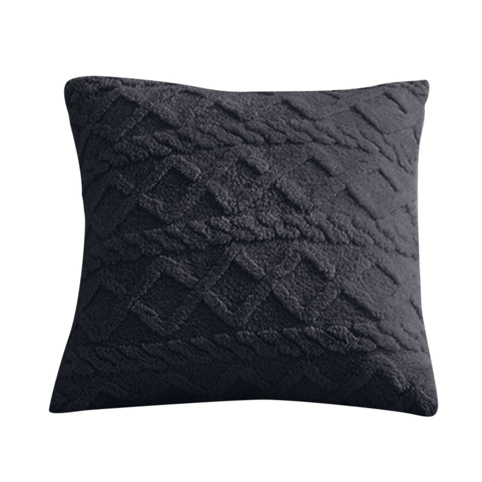 Njshnmn Plush Textured Diamond Stripe Square Decorative Pillow Covers, 20" X 20", Navy Blue