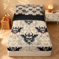 thumbnail image 2 of Homewish Halloween Baroque Devil Skull Zipper Twin Comforter Sets with Fitted Sheet and 2 Pillowcases, Dark Floral Blood Drip Zipper Bedding Set, Beige Gray Red, Black Reversible, 2 of 7