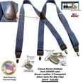 thumbnail image 2 of HoldUp Suspender Company's Dark Blue Denim X-back Suspenders in 1 1/2" width and Patented No-slip Nickel plated Clips, 2 of 4