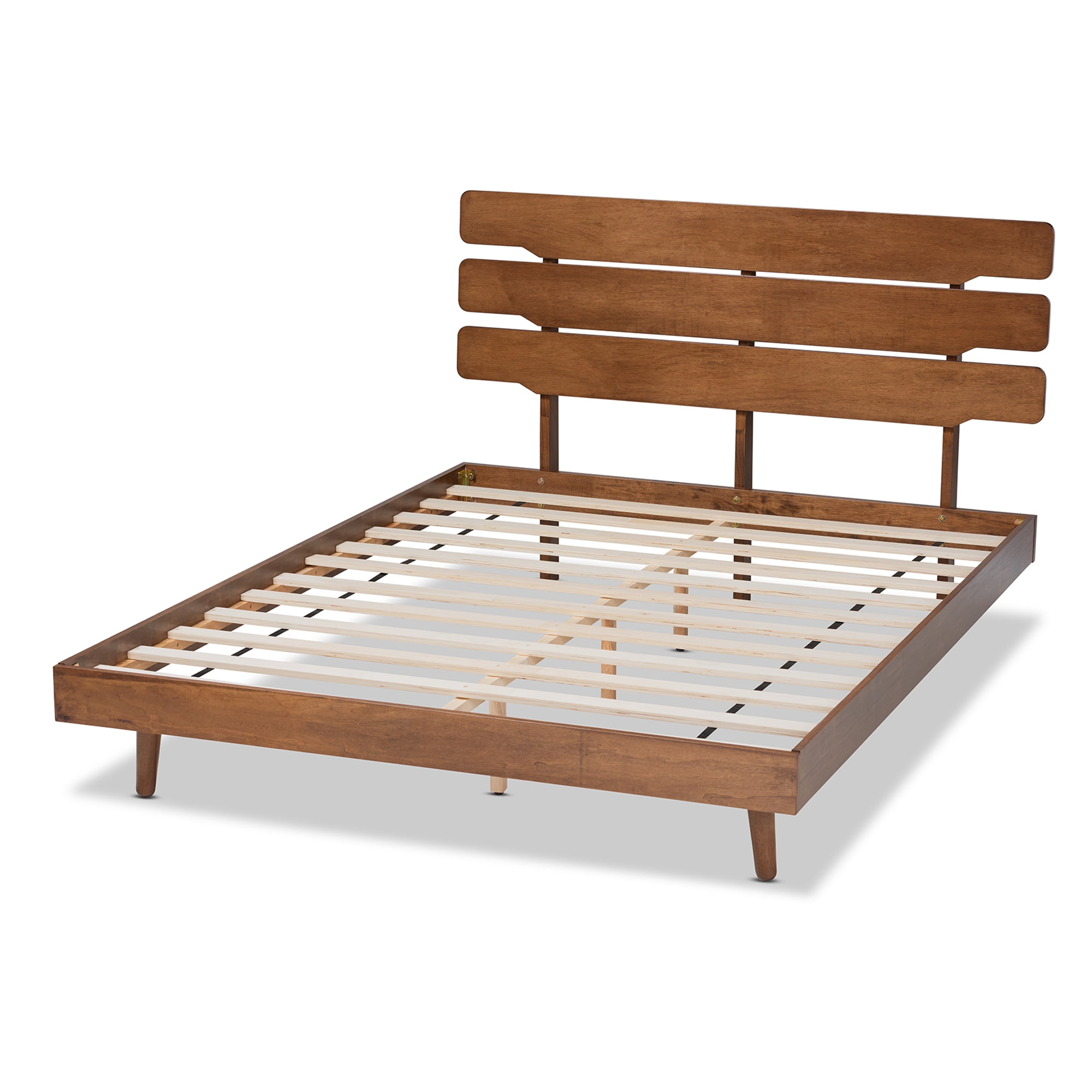 Baxton Studio Anzia MidCentury Modern Walnut Finished Wood Queen Size Platform bed