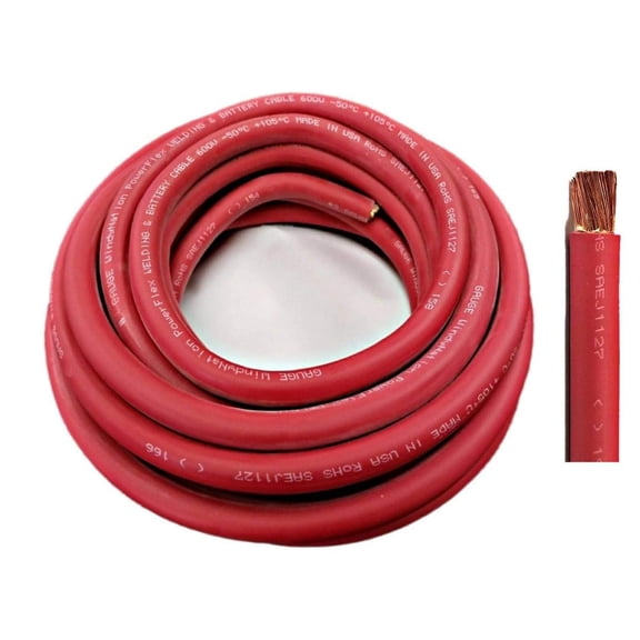 WNI 2 Gauge 5 Feet Red 2 AWG Ultra Flexible Welding Battery Copper Cable Wire - Made in The USA - Car, Inverter, RV, Solar 5 ft Red