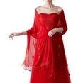 thumbnail image 2 of SWSMCLT Women's Fringe Pashmina Winter Shawl Open Front Semi Formal Pashmina Shawl Wedding Fall Elegant Cozy Red One Size, 2 of 5
