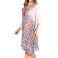 thumbnail image 3 of Sakkas Kristy Long Tall Lightweight Caftan Dress / Cover Up With V-Neck Jewels - fow210-white - One Size, 3 of 5