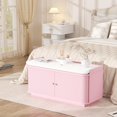 thumbnail image 6 of AIUUCS Hall Tree with Bench and Shoe Storage, Entryway Bench with Sliding Door Cabinet, Removable Padded, Metal Wall Hooks and Adjustable Storage Compartments, for Entry, Hallway, Living Room, Pink, 6 of 9