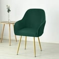 thumbnail image 3 of Set of 1 Solid Curved Back Chair Cover, Stretch Velvet Dining Chair Covers, Vanity Chair Cover, Swivel Armrest Accent Chair Covers,for Home Decor (Dark Green), 3 of 7