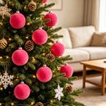thumbnail image 4 of Bxaolu 6Pcs Velvet Christmas Ball Ornaments 2.4" Flocked Christmas Tree Hanging Ornaments Shatterproof Xmas Bulbs for Home Xmas Tree Party Decor (Hot Pink), 4 of 9