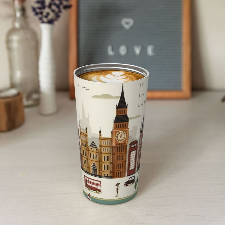 Insulated Coffee Mug With Lid London Travel Scene Famous City