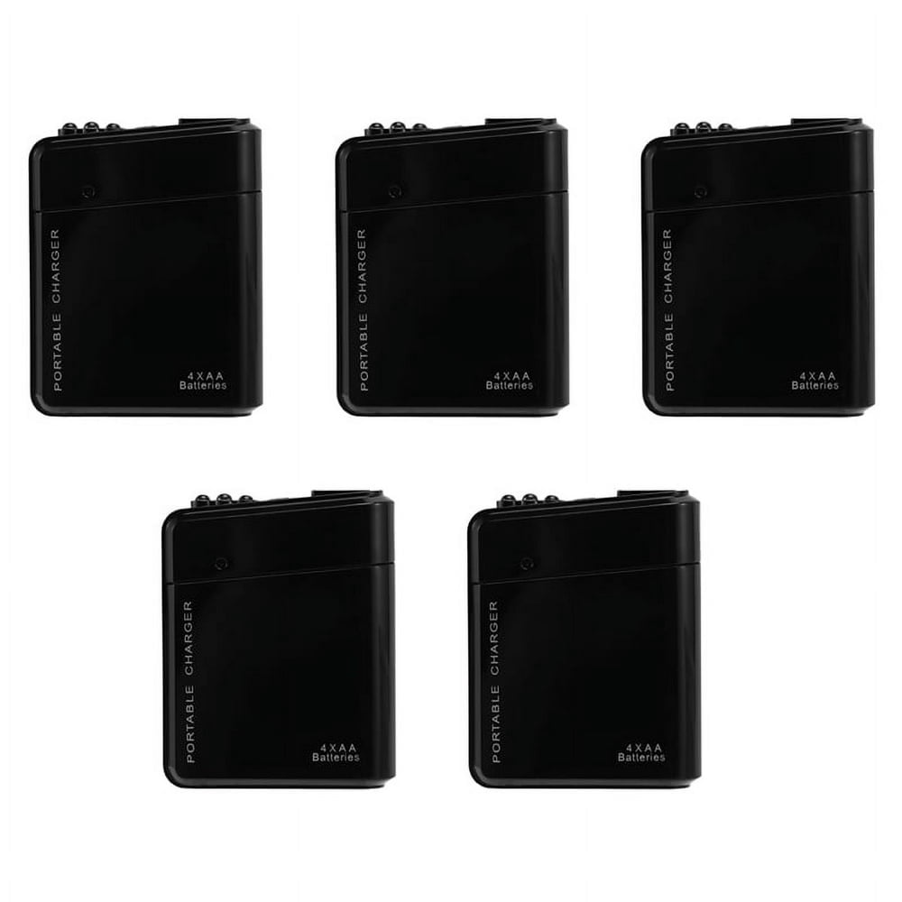 LEEYNEER 5X Black 4X AA Battery Portable Emergency Power Charger USB for Cell Phone