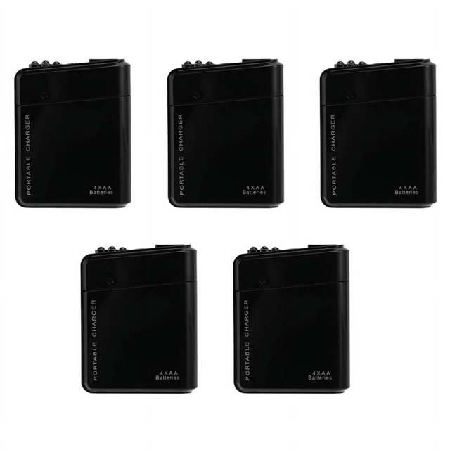 LEEYNEER 5X Black 4X AA Battery Portable Emergency Power Charger USB for Cell Phone