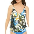 thumbnail image 2 of Calvin Klein OLIVE MULTI TROPIC RAINFOREST Blouson Tankini Top, US X-Small, 2 of 4