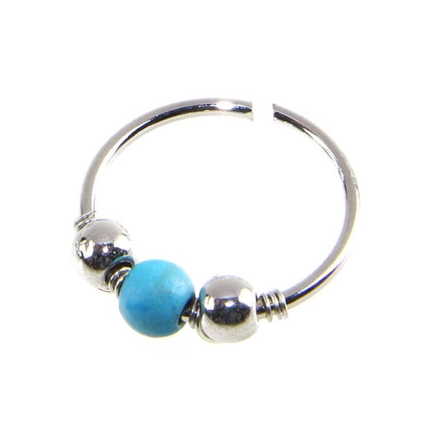 braveheart Turquoise Beaded Ear Bone Nail Copper Geometric Nose Rings Clips Lip Body Piercing Stud Earring Jewelry