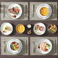 thumbnail image 5 of vancasso 18 Pieces Dinnerware Sets, Plates and Bowls Set for 4, Porcelain Dinner Set, White with Black Rim, 5 of 9