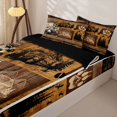 thumbnail image 3 of Castle Fairy Rustic Cabin Jungle Bear Zipper Full Size Comforter Sets with Fitted Sheet and 2 Pillowcases,Vintage Woodalnd Wildlife Zipper Bedding Set,Sepia Brown,Black Reversible,4pcs, 3 of 6