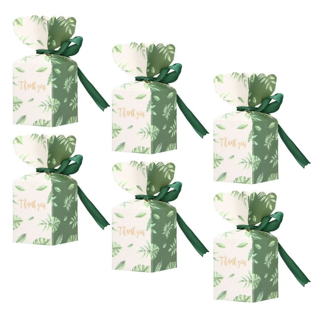 Paper Gift Boxes 50Sets Green Gift Box With Ribbon Small Gift Box For DIY Wedding And Party Gifts, Favours And Candy