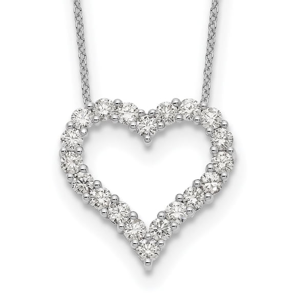 14K White Gold Cable Diamond Necklace Chain True Origin 1 1/2 carat Lab Grown VS/SI D E F Open Heart 18 inch 20.36 mm